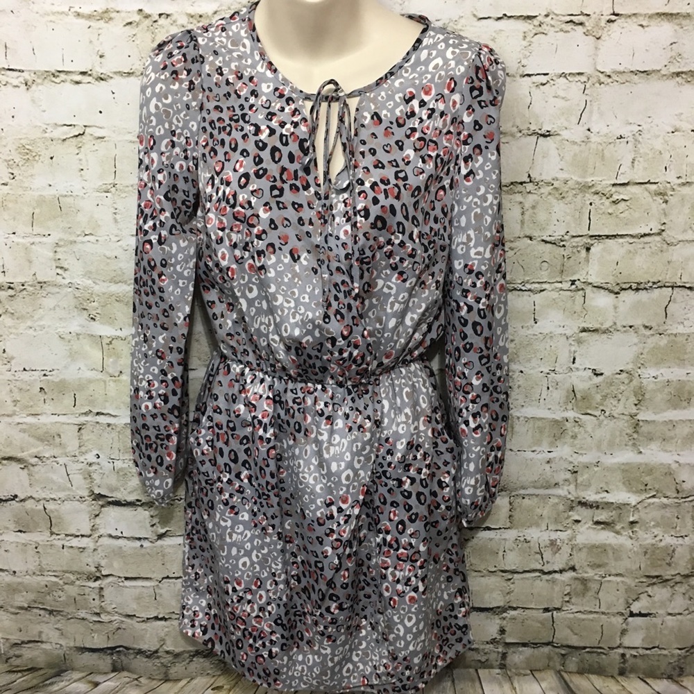 🌻 Peppermint Gray Animal Faux Wrap Dress G8